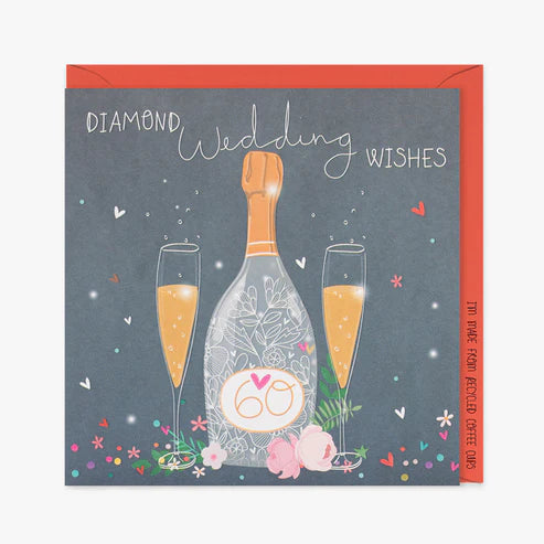 60th Anniversary Card - Champagne Glasses