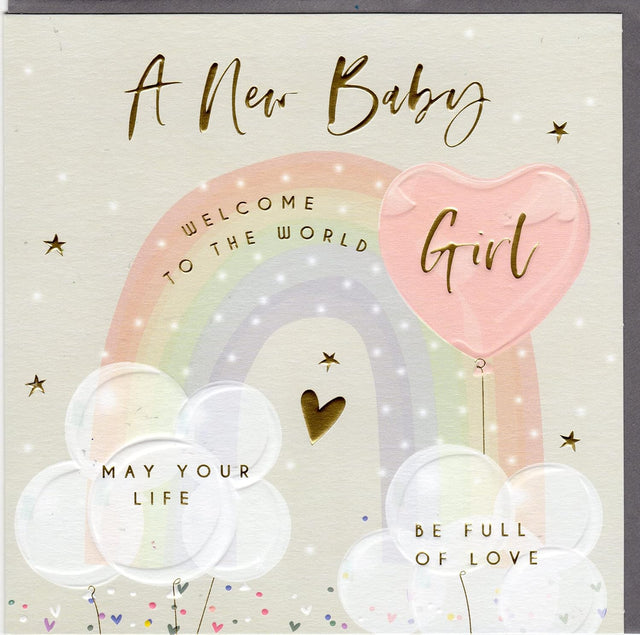 New Baby Girl Card - Rainbow