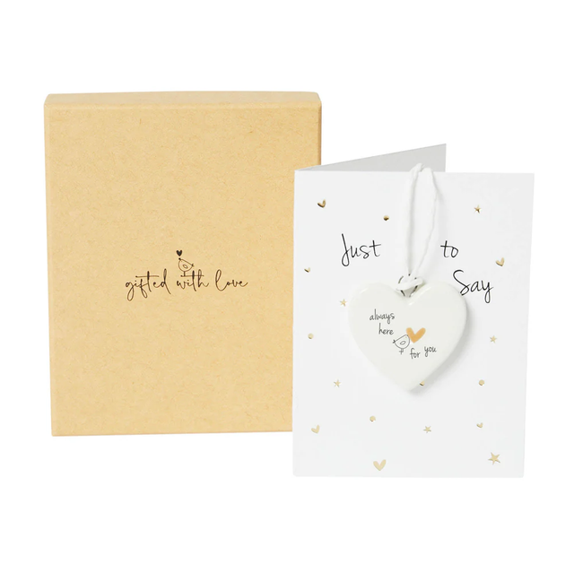Here for You Boxed Mini Porcelain Heart on Mini Sentiment Card
