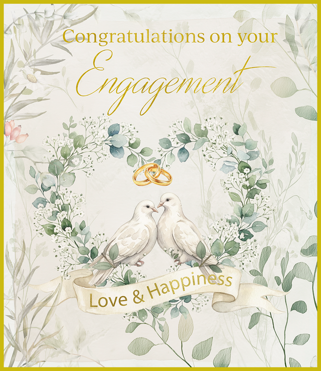 Congratulation on Your Engagement Card - Doves
