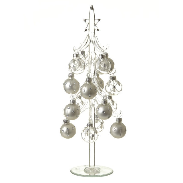 Clear Glass Tree with Baubles