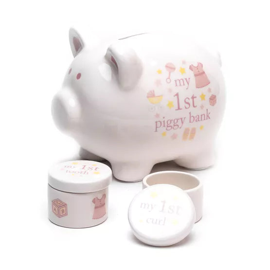 Baby Girl Piggy Bank Set