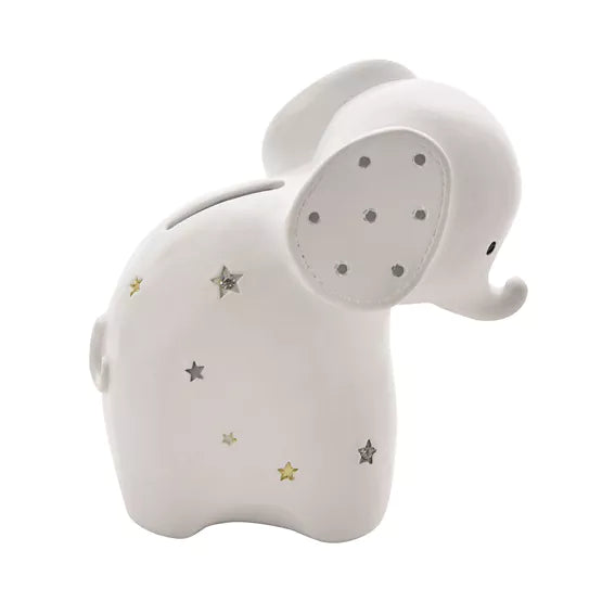 Elephant White Resin Money Bank