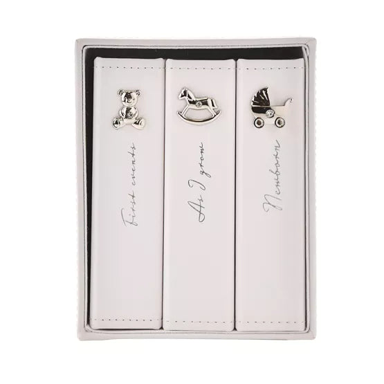 White Baby Photo Albums - Set of 3