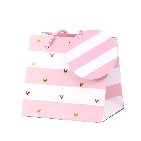 Belly Button Giftware Pink Stripes and Hearts Small Gift Bag