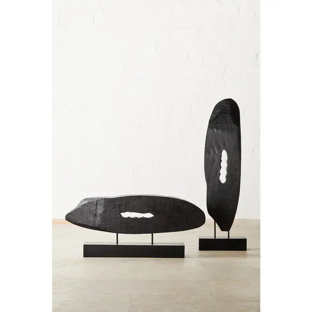 Black Rustic Vertical Wood Sculpture