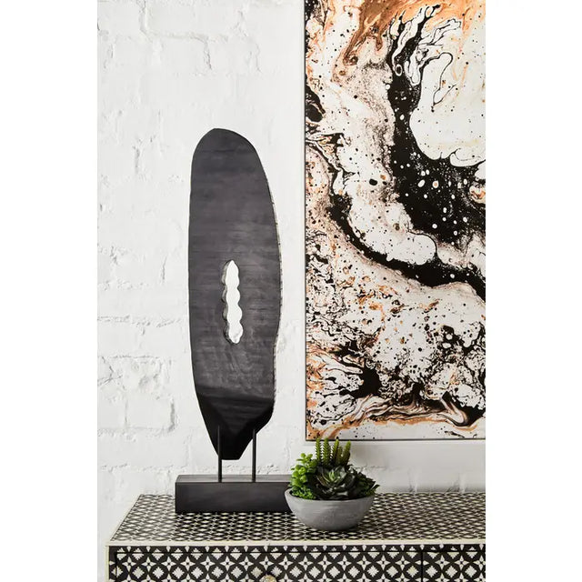 Black Rustic Vertical Wood Sculpture