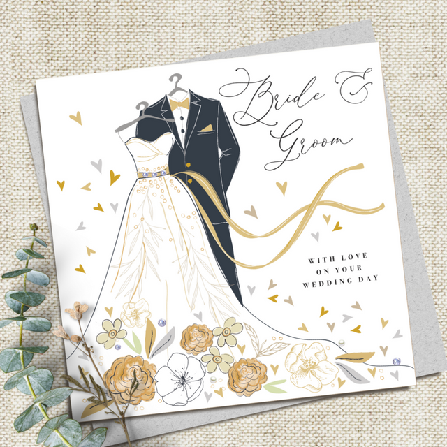 Bride and Groom Wedding Day Card