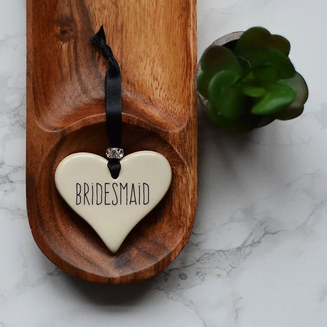 Bridesmaid Black Ceramic Heart