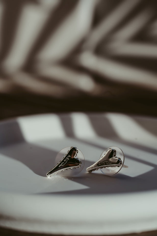 Miss Dee Silver Earrings with Crystal Edges