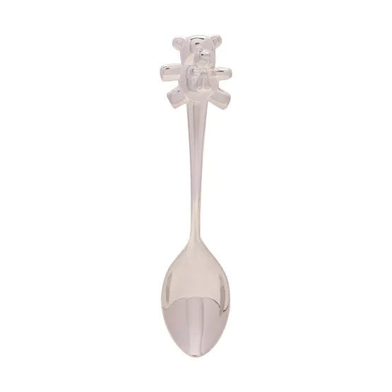 Silver-Plated Knife, Fork, & Spoon Set with Teddy Top