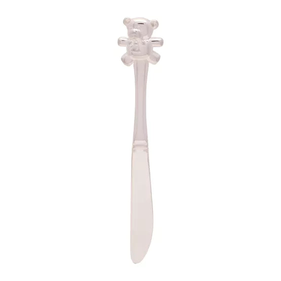 Silver-Plated Knife, Fork, & Spoon Set with Teddy Top