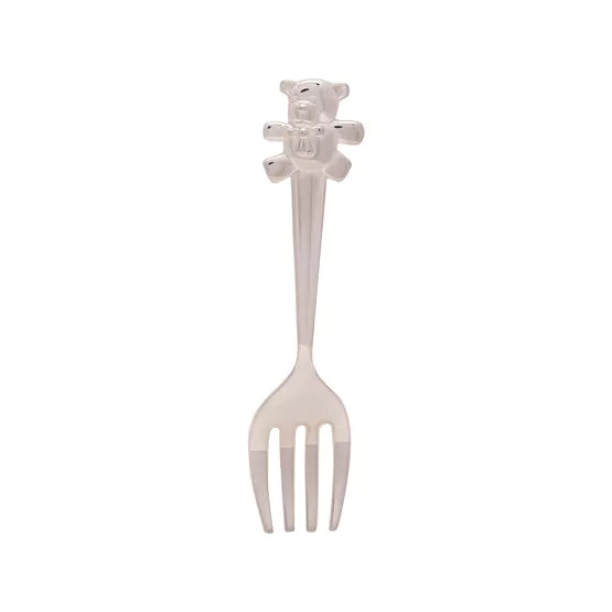 Silver-Plated Knife, Fork, & Spoon Set with Teddy Top
