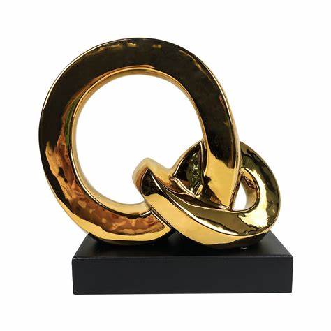 Shiny Gold Abstract Knot Sculpture