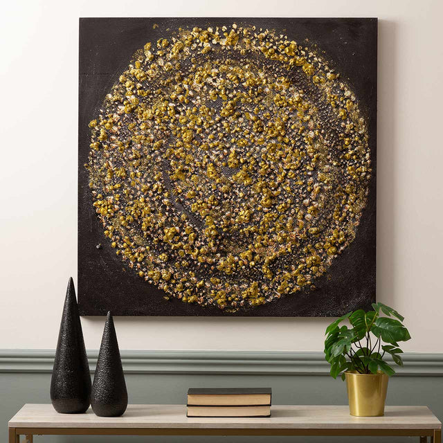 Black and Gold Spiral Abstract Canvas 90x90