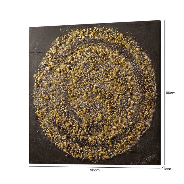 Black and Gold Spiral Abstract Canvas 90x90