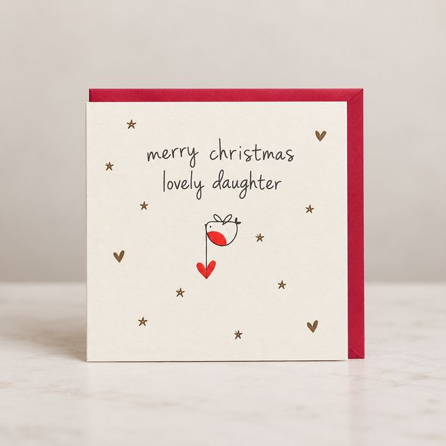 Small Daughter Robin Christmas Card