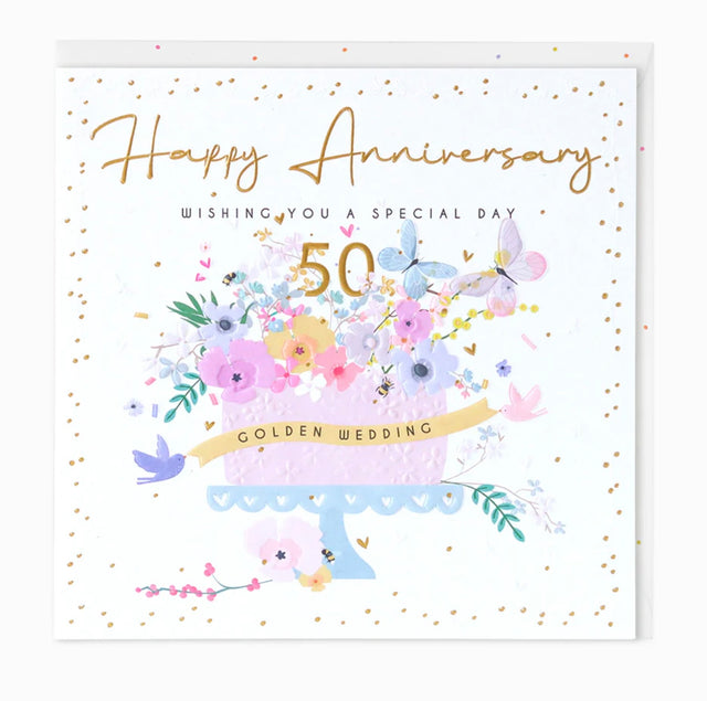50th Anniversary Large Card - Cake Stand