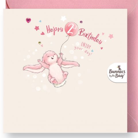 2nd Birthday Card - Pink Bunny