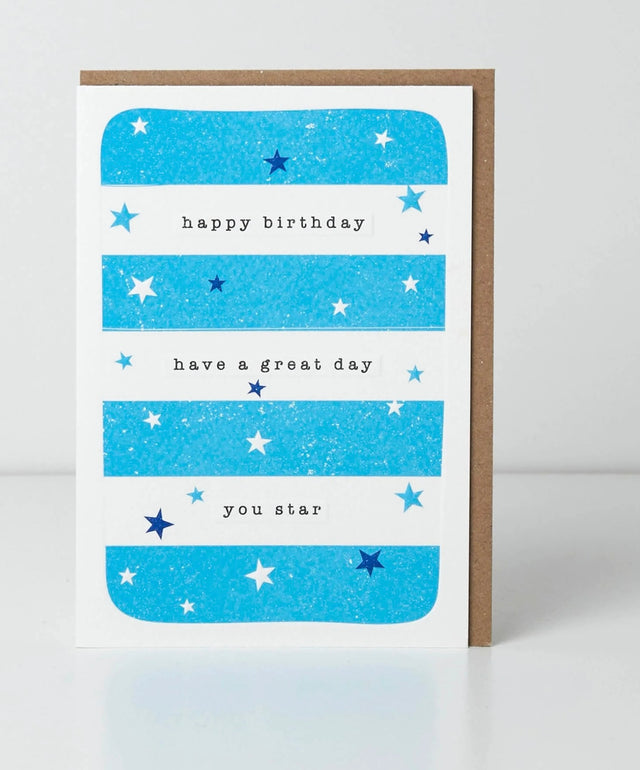 Birthday Card - Blue Stripe