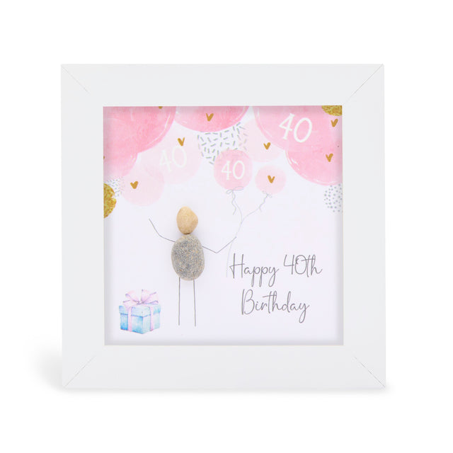 Mini Pebble Picture - Happy 40th Birthday