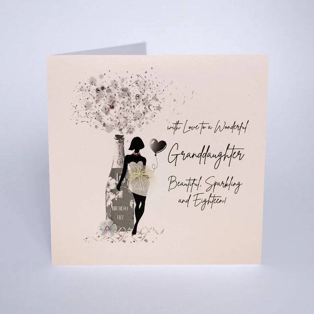 Granddaughter Beautiful Sparkling 18th Birthday Card