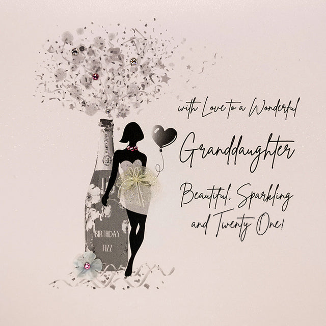 Granddaughter Beautiful Sparkling 21st Birthday Card