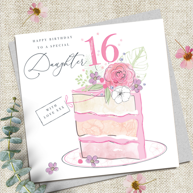 Daughter 16th Birthday Card - Cake