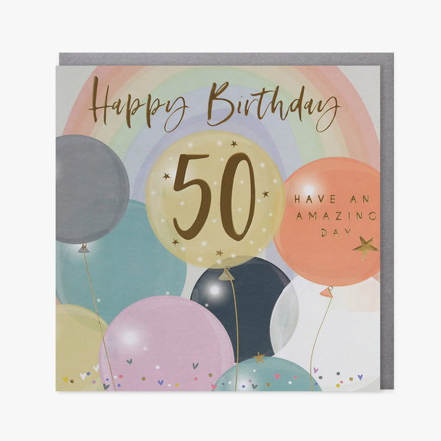 50th Birthday Card - Balloons