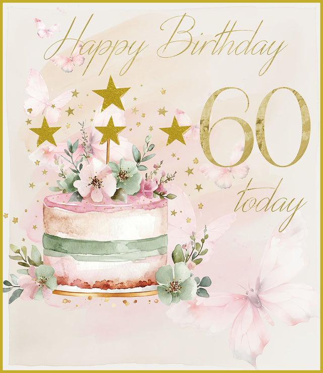 Happy Birthday 60 Card - Cake