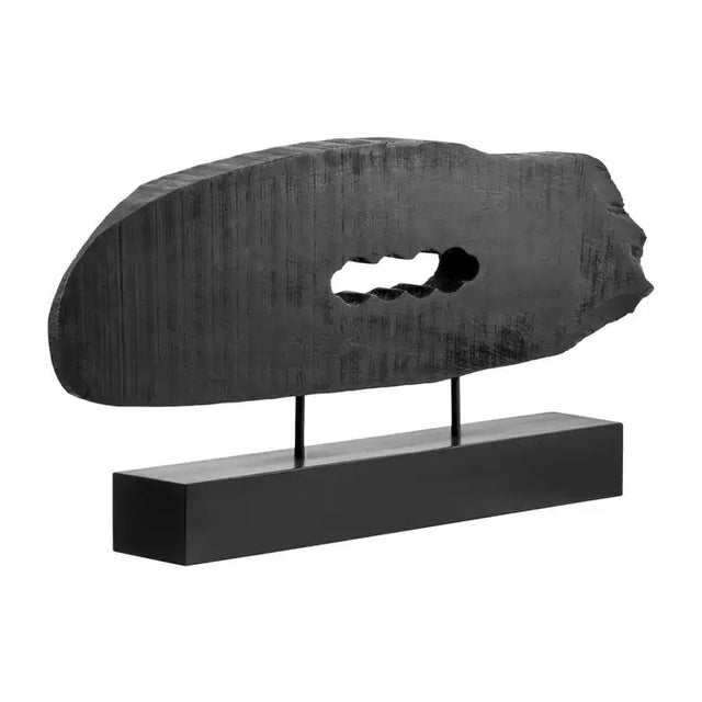 Black Rustic Horizontal Wood Slice Sculpture