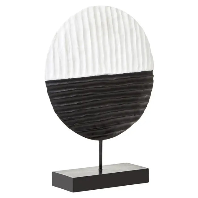 Black & White Rustic Circular Sculpture