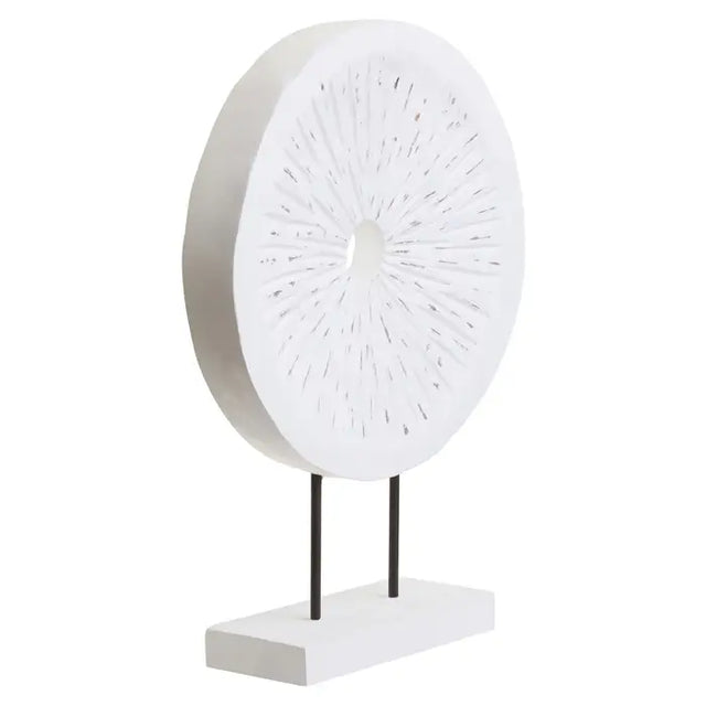 Rustic White Circular Sculpture - Large