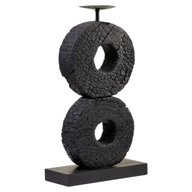 Charred Black Candle Holder - Large