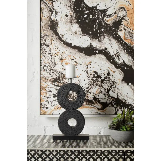 Charred Black Candle Holder - Large
