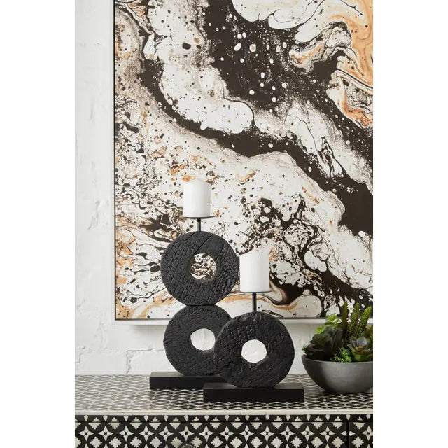 Charred Black Candle Holder - Large