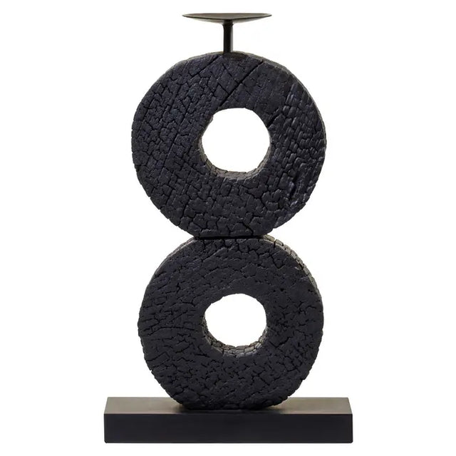 Charred Black Candle Holder - Large