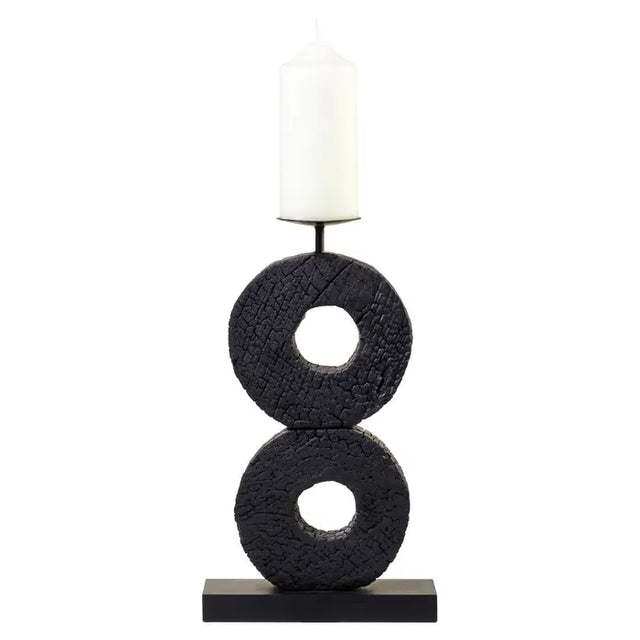 Charred Black Candle Holder - Large