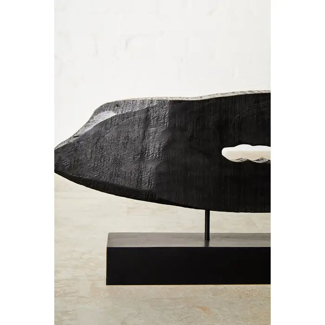 Black Rustic Horizontal Wood Slice Sculpture