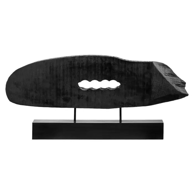 Black Rustic Horizontal Wood Slice Sculpture