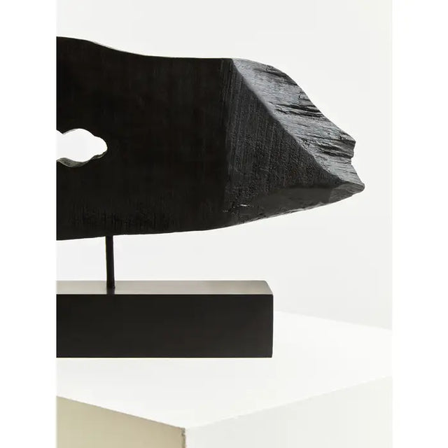 Black Rustic Horizontal Wood Slice Sculpture