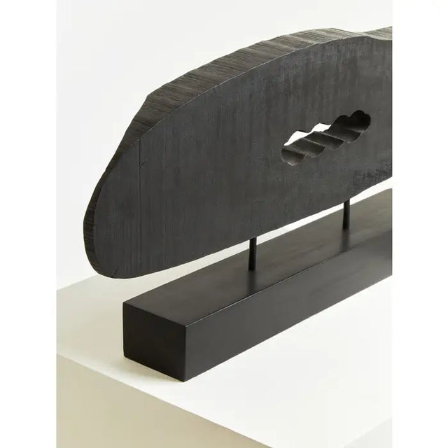 Black Rustic Horizontal Wood Slice Sculpture