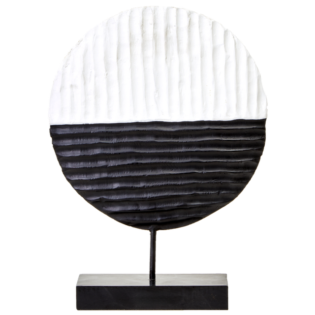 Black & White Rustic Circular Sculpture