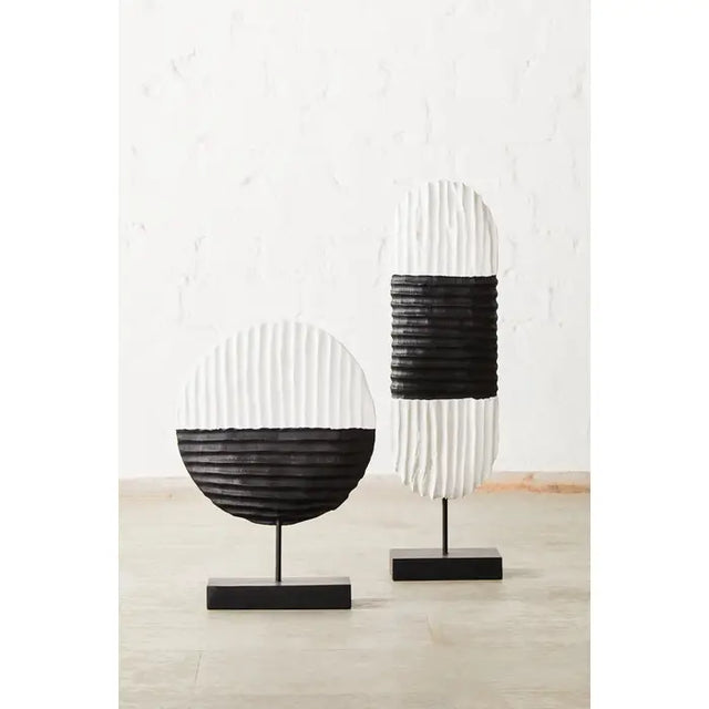 Black & White Rustic Circular Sculpture