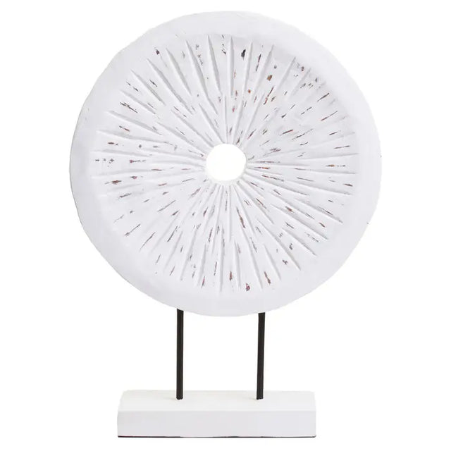 Rustic White Circular Sculpture - Large