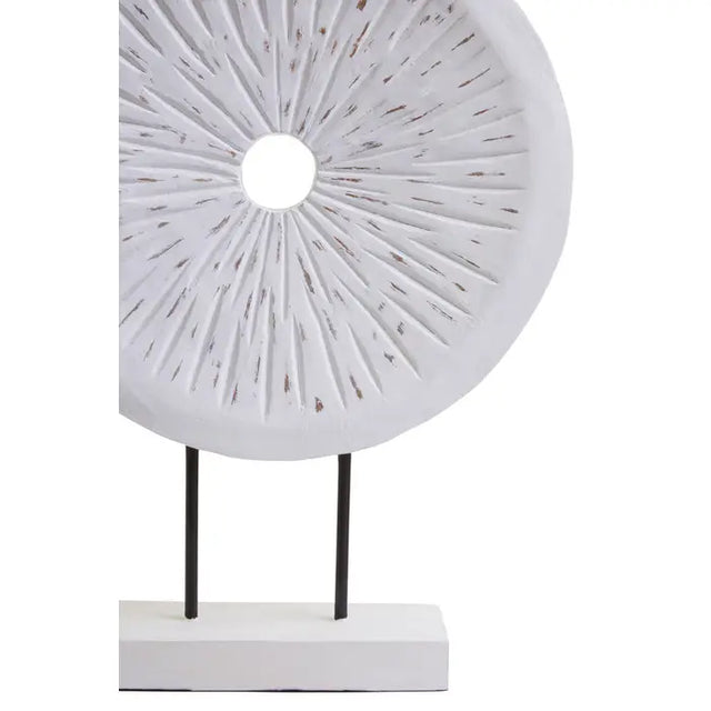 Rustic White Circular Sculpture - Large