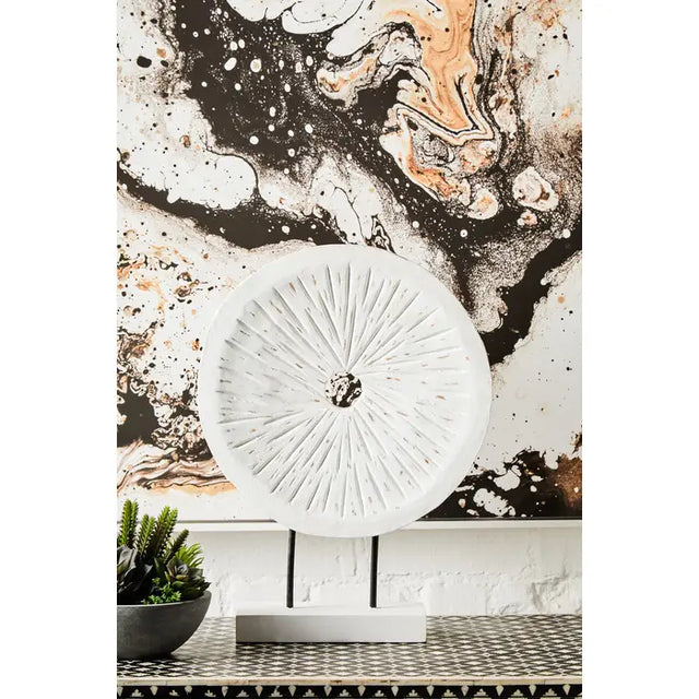 Rustic White Circular Sculpture - Large