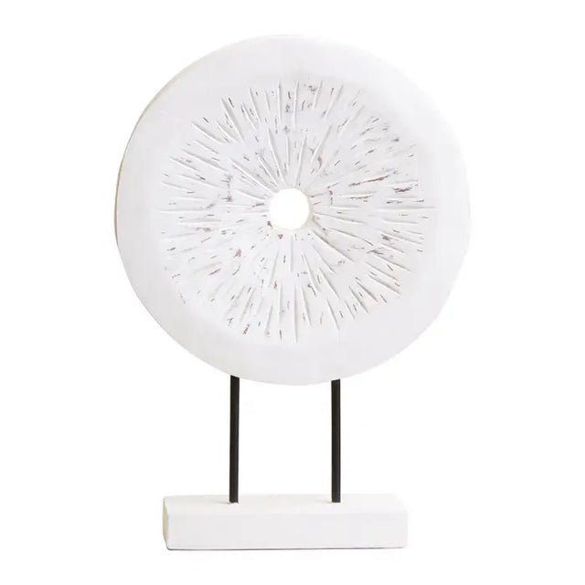 Rustic White Circular Sculpture - Small