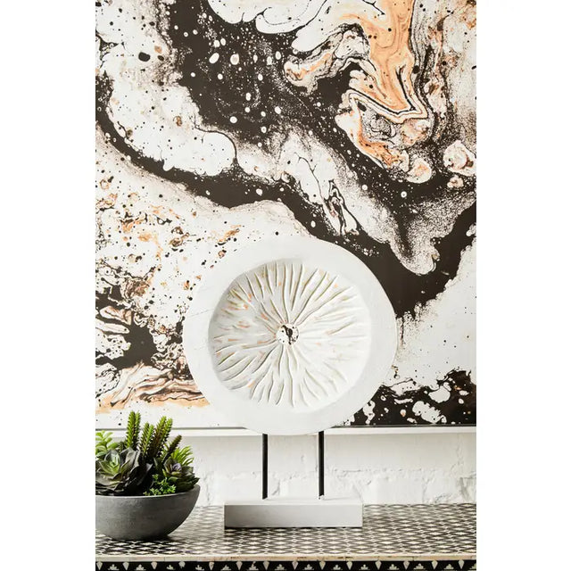 Rustic White Circular Sculpture - Small