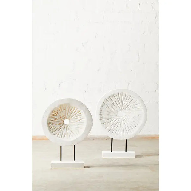 Rustic White Circular Sculpture - Small
